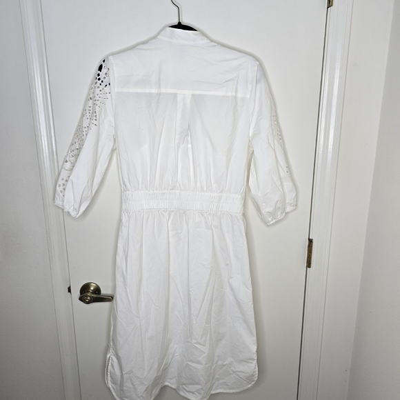 White House Black Market White LS Poplin Shirtdress With Cutouts Size 10 NWT - Picture 8 of 12